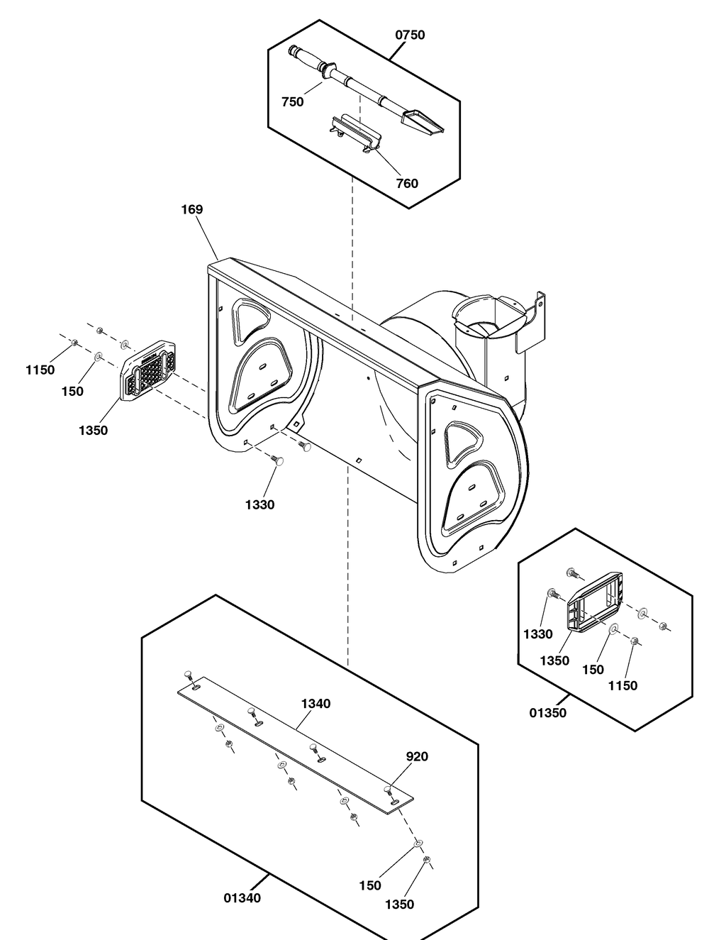 Auger Housing Group Diagram and Parts List for 1697157-00-S1024MDS 2019 Briggs and Stratton Snow Blower